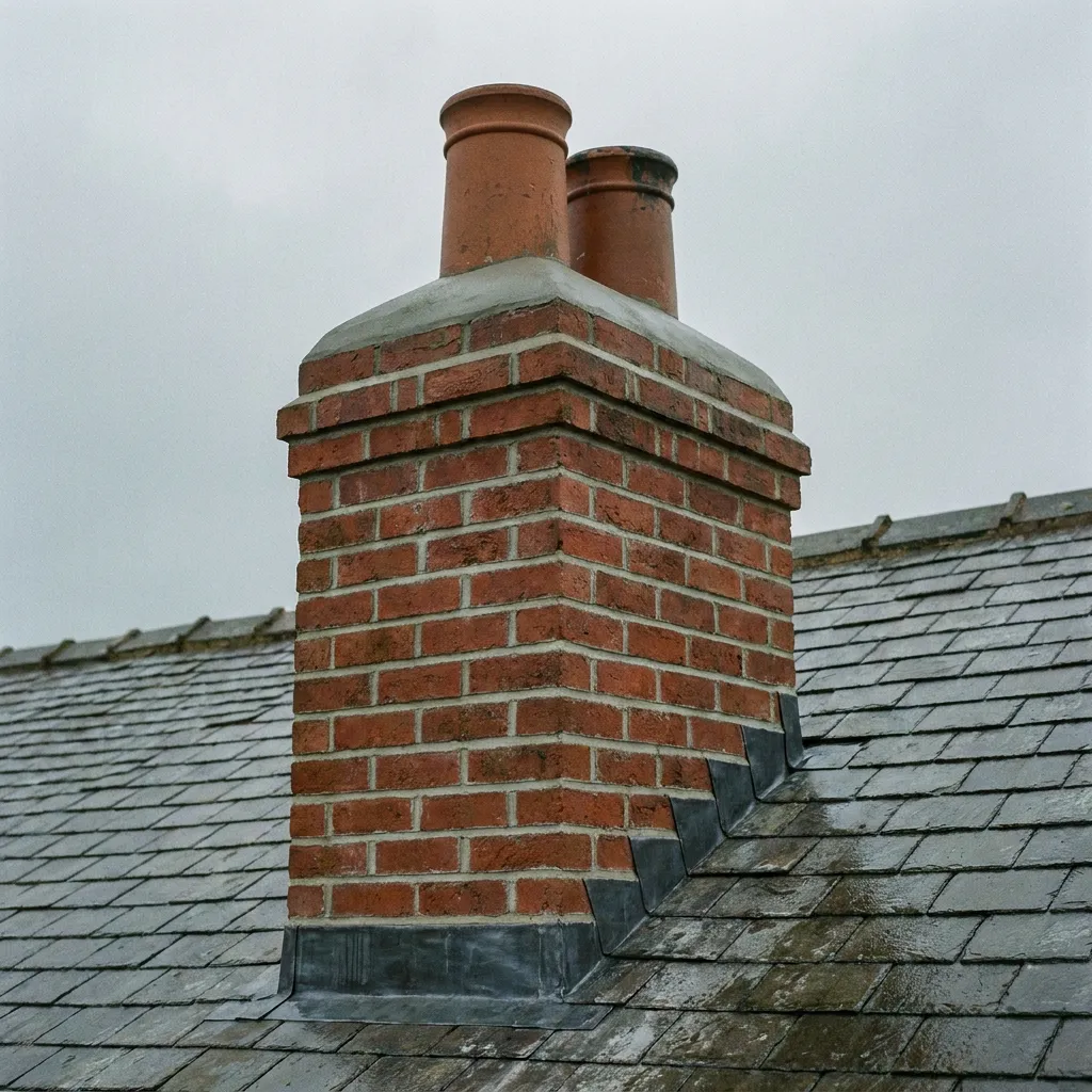 chimney stack repointed and re-flaunched above a stone terrace