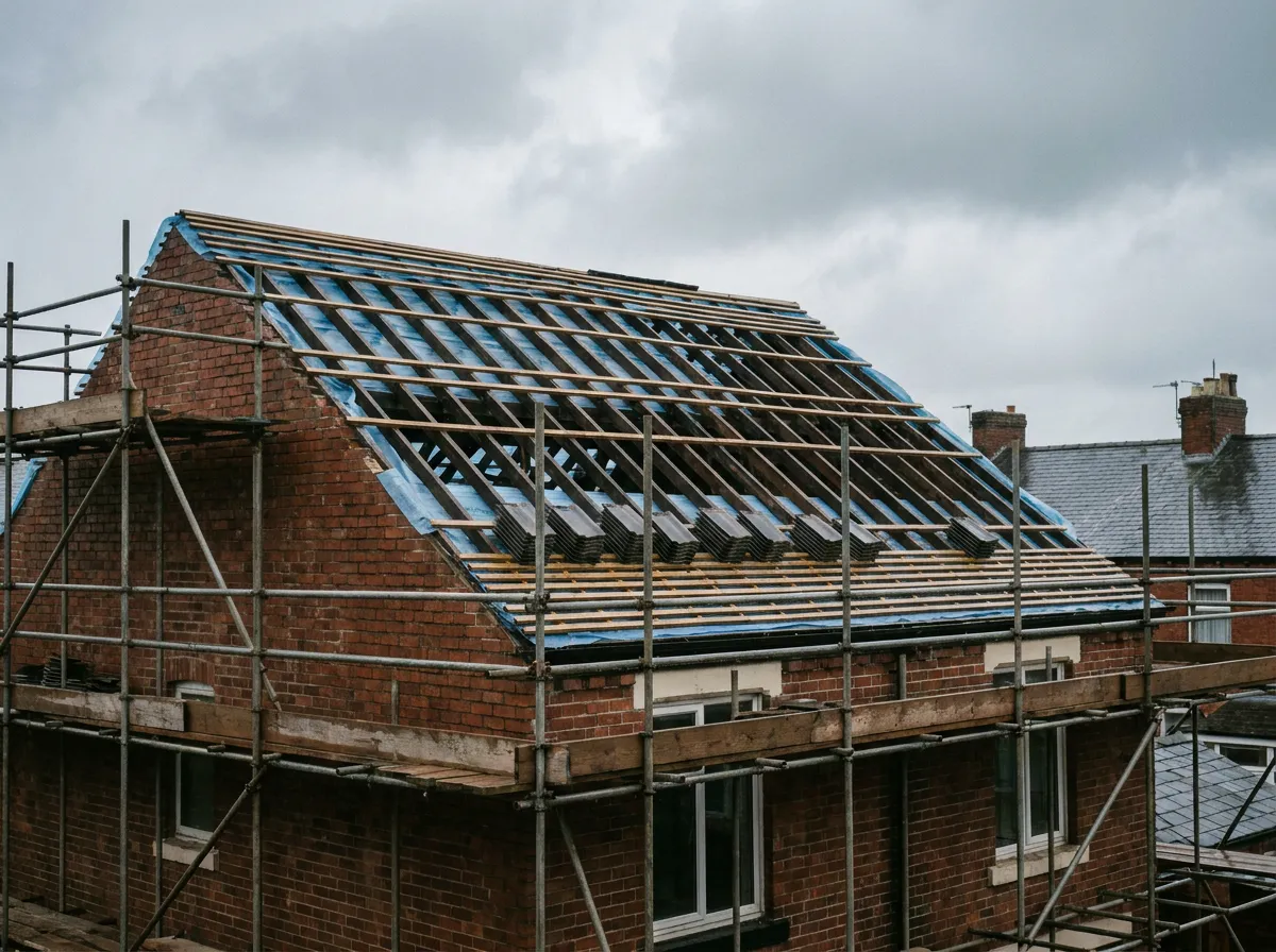stone slate roof stripped and re-laid in diminishing courses