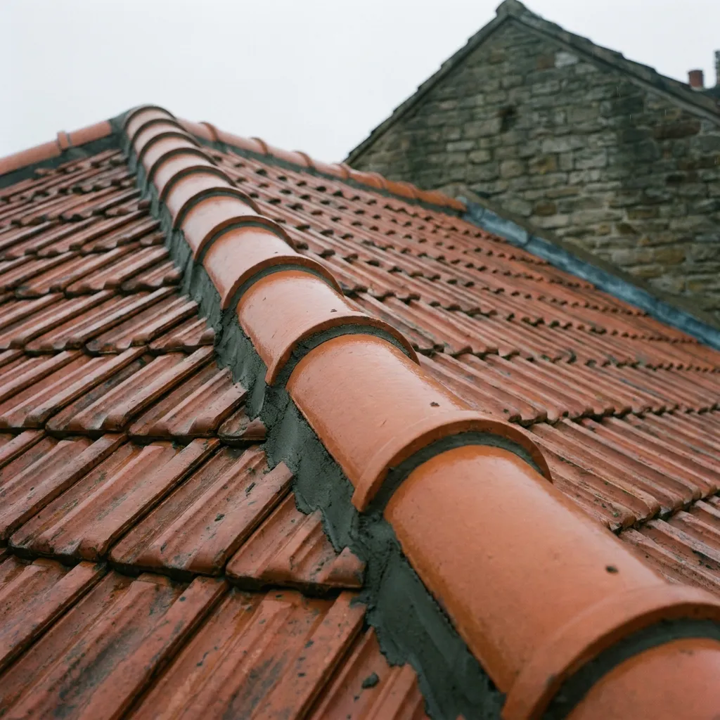ridge tiles re-bedded on a hipped interwar semi